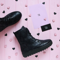 Ботинки из синего нубука с принтом под питон 12-6(Ls6)