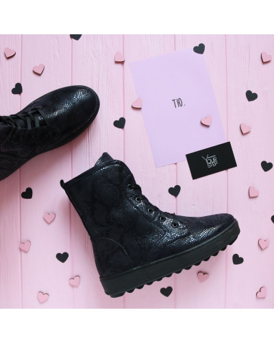 Ботинки из синего нубука с принтом под питон 12-6(Ls6)