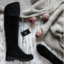 Ботфорти із сірої замші 12-31(S2)