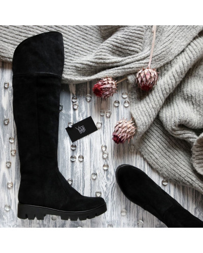 Ботфорти із сірої замші 12-31(S2)