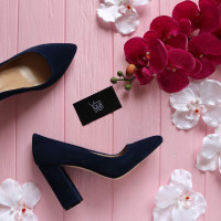 Туфлі-човники з яскраво-синьої замші Арт. 35-1/44Ок