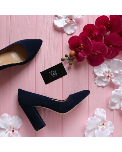 Туфлі-човники з яскраво-синьої замші Арт. 35-1/44Ок