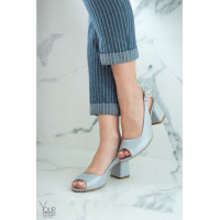 Босоніжки з бежевої шкіри на підборах Арт. 605-9/47Ок