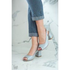 Босоніжки з бежевої шкіри на підборах Арт. 605-9/47Ок