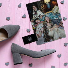 Туфлі-човники з сірої замші Арт. 657-1/47Ok