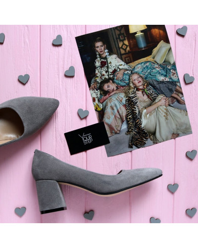 Туфлі-човники з сірої замші Арт. 657-1/47Ok