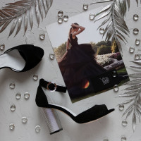 Босоніжки з чорної замші на підборах Арт. 95-6/42Serebro