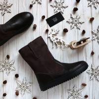 Полусапоги из кожи и замши цвета какао Арт. 12-2/21613