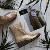 Ботинки на танкетке из нубука с принтом под питон Арт. 30-4(Ir3)