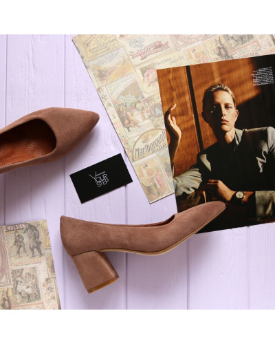 Бежеві туфлі-човники з натуральної замші Арт. 657-1/47Ok