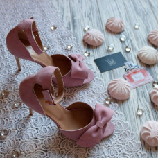Босоніжки з рожевого велюру з бантом Арт. 95-11(2)-Бант