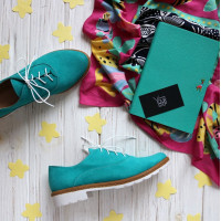 Туфли из велюра голубого цвета Арт. 05-6/129