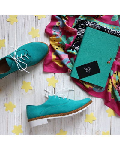 Туфли из велюра голубого цвета Арт. 05-6/129