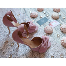 Босоніжки з рожевого велюру з бантом Арт. 95-11(2)-Бант