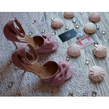 Босоніжки з рожевого велюру з бантом Арт. 95-11(2)-Бант