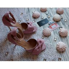 Босоніжки з рожевого велюру з бантом Арт. 95-11(2)-Бант