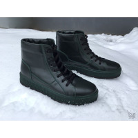 Ботинки из зеленой кожи на зеленой подошве 51-3/152