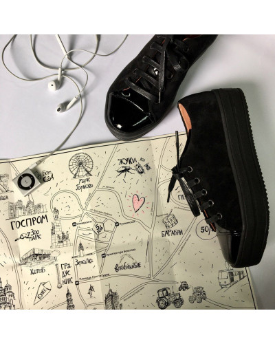 Кеди із чорної замші Арт. 33-1/15RK