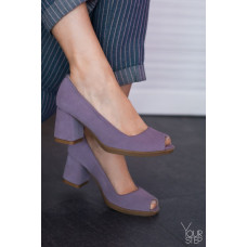 Туфли из лиловой замши на низком каблуке Арт. 605-3/47Ок(Alf2)