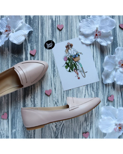 Балетки зі шкіри кольору пудри Арт. 16-3