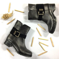 Полусапоги из черной кожи со съемной пряжкой Арт. 30-2