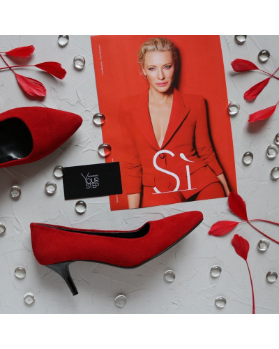 Червоні туфлі-човники з натуральної замші Арт. 657-1/36