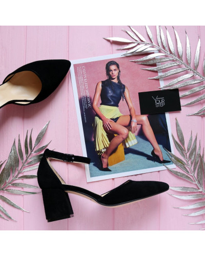 Чорні замшеві босоніжки з гострим носом Арт. 657-4/47Ок