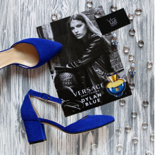 Босоніжки з яскраво-синьої замші з гострим носом Арт. 657-4/41Ок