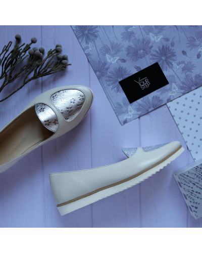 Балетки з бежевої шкіри Арт. 01-6R