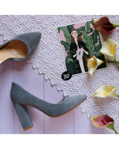 Туфлі-човники з сірого велюру Арт. 35-5/24Ок