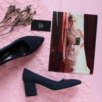 Туфлі-човники з синьої замші Арт. 657-1/47Ok