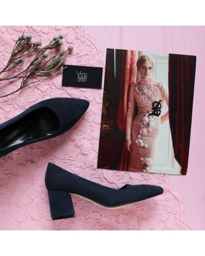 Туфлі-човники з синьої замші Арт. 657-1/47Ok