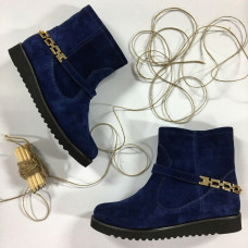 Ботинки из синей замши со съемным ремешком Арт. 12-19F