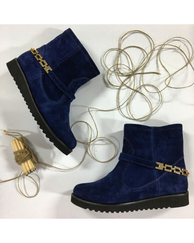 Ботинки из синей замши со съемным ремешком Арт. 12-19F