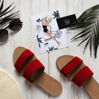 Шльопанці з червоної замші Арт. 10-7