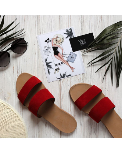 Шльопанці з червоної замші Арт. 10-7