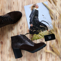 Ботильоны из замши и нубука цвета шоколад на устойчивом каблуке Арт. 605-8Alf