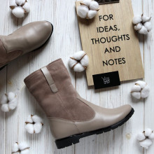 Полусапоги из бежевой кожи и замши Арт. 12-2(М6)