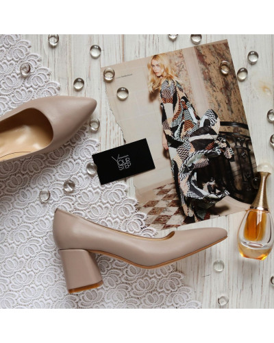 Бежеві шкіряні туфлі-човники Арт. 657-1/47Ok