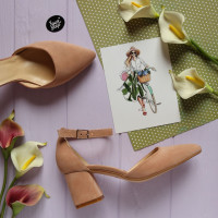 Босоніжки із замші на підборах з гострим носом Арт. 657-4/47Ок