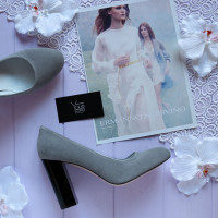 Туфли на устойчивом каблуке из светло-серой замши Арт. 95-1/34