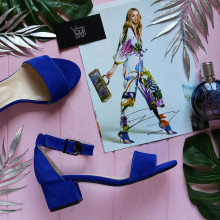 Босоніжки з синьої замші на підборах Арт.: 615-3/415-32Ок