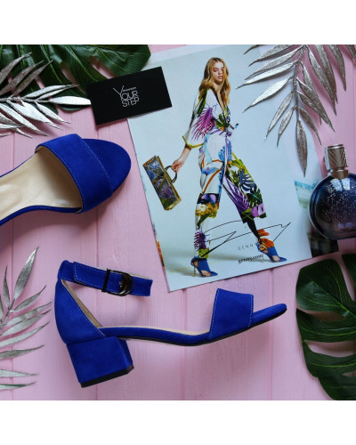 Босоніжки з синьої замші на підборах Арт.: 615-3/415-32Ок