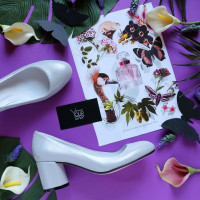 Туфли из серой кожи с блестками на низком каблуке Арт. 605-4/45Ок