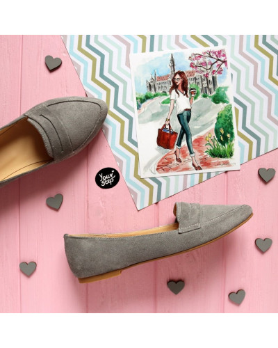 Балетки з світло-сірої замші Арт. 16-3