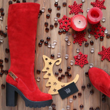 Чоботи із червоної замші Арт. 18-3