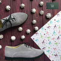 Туфли из замши серо-лилового цвета на черной подошве Арт. 01-8R