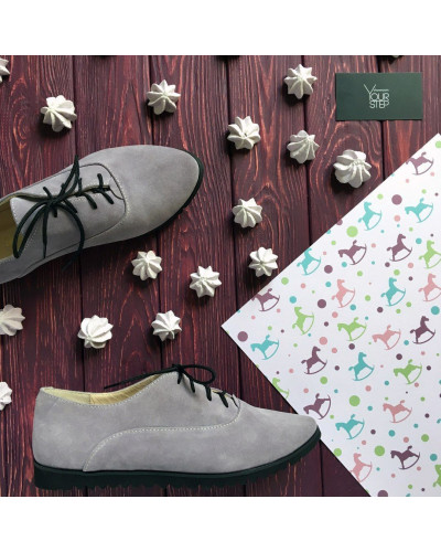 Туфли из замши серо-лилового цвета на черной подошве Арт. 01-8R