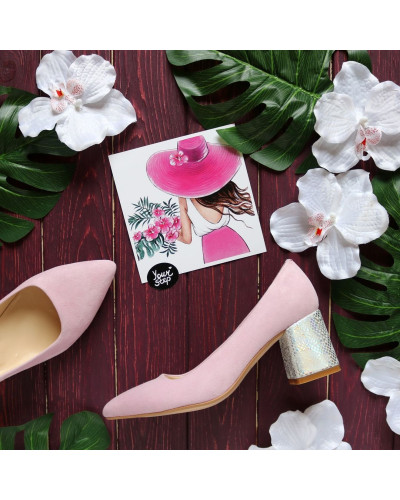 Рожеві туфлі-човники з велюру Арт. 657-1/47Ok