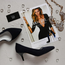 Туфлі-човники з темно-синього велюру Арт. 657-2/36